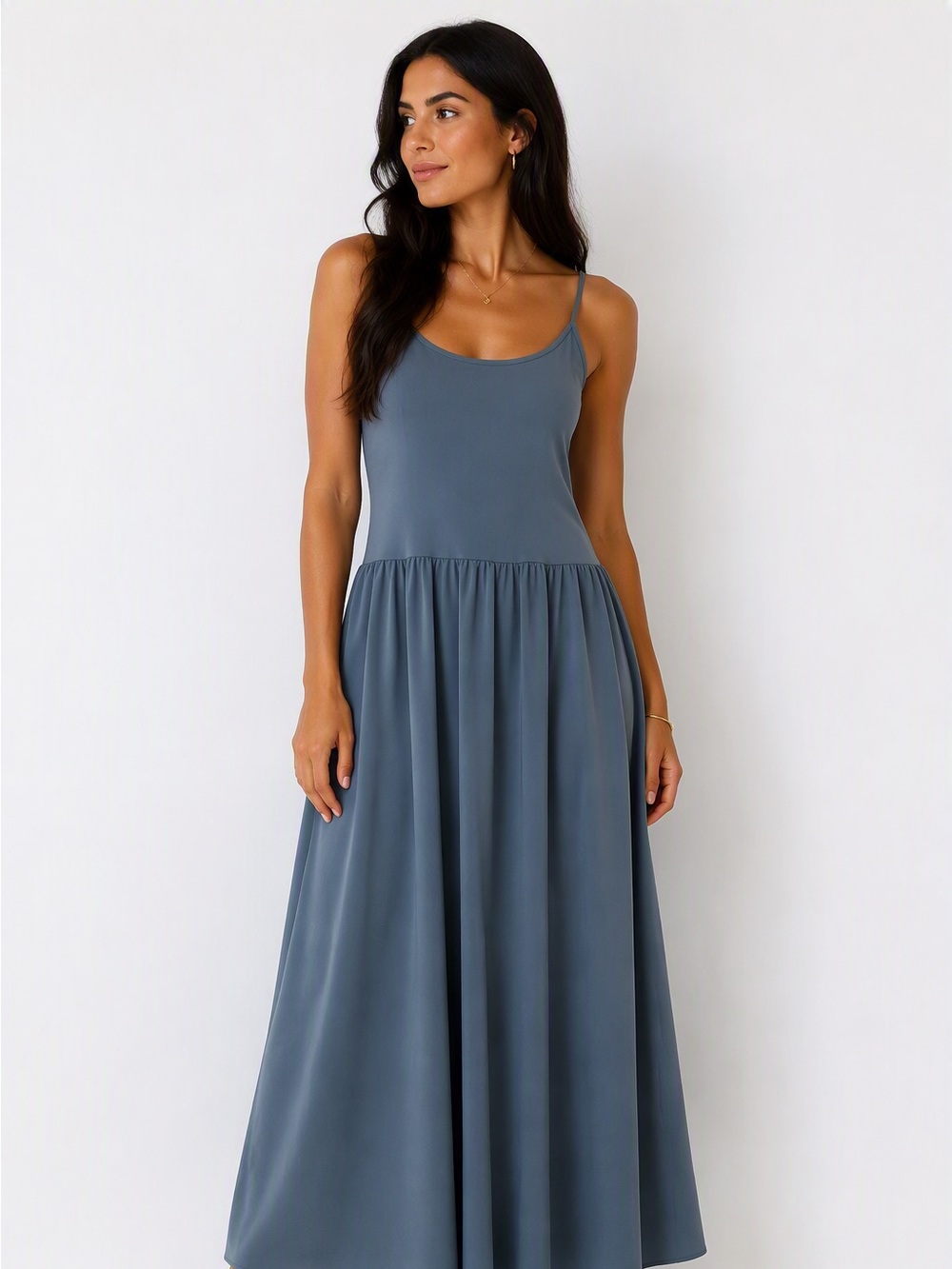 Classic Spaghetti-Strap Maxi Dress in Teal
